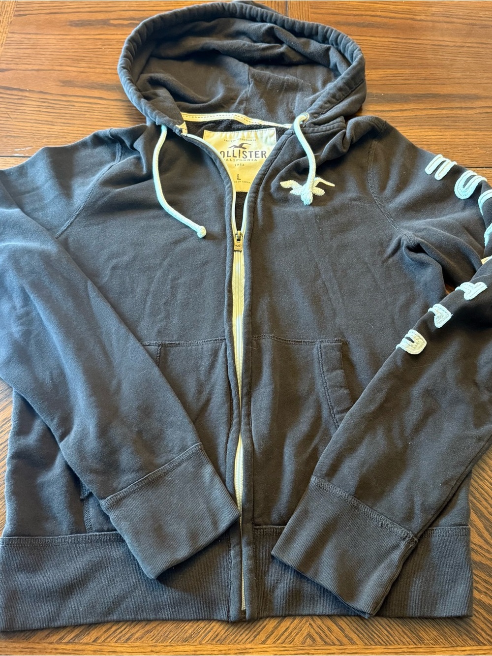 Vtg Hollister Hoodie Large Men’s California Brown Zip Up Sweatshirt Y2K Surf